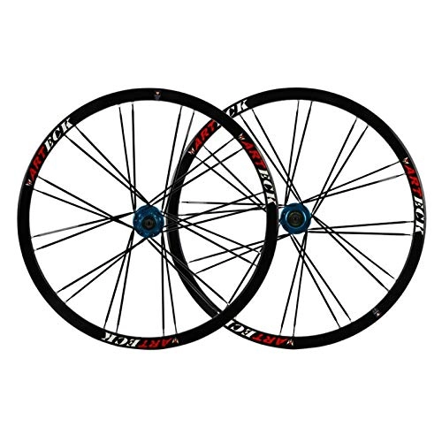 Mountain Bike Wheel : Wheelset 26 Inch Mountain Bike Front Rear Wheel MTB Double Wall Alloy Rim Quick Release Disc Brake 7 8 9 10 Speed 24H (Color : D)