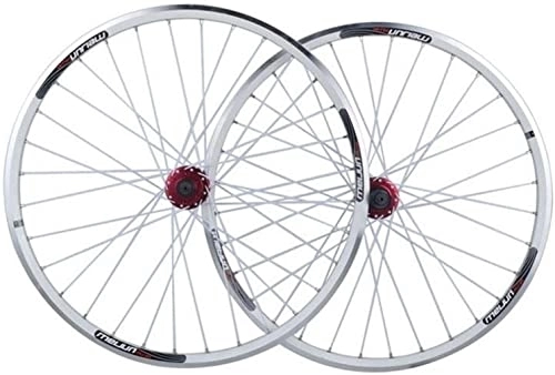 Mountain Bike Wheel : Wheelset 26er MTB Bike Wheelset, Cycling Rims Quick Release V / Disc Brake Sealed Bearing Hub 32 Hole 7-10 Speed Cassette Front Rear Wheel road Wheel (Color : White, Size : 26inch)