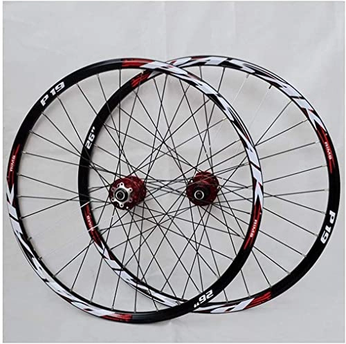 Mountain Bike Wheel : Wheelset 26Inch 27.5" 29er MTB Bike Wheelset, Aluminum Alloy Rim Disc Brake Mountain Cycling Wheels for 7 / 8 / 9 / 10 / 11 Speed road Wheel (Color : Red, Size : 27.5INCH)