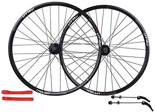 Mountain Bike Wheel : Wheelset 26Inch Bicycle Wheel, 32 Hole Double Wall Alloy Rim MTB Mountain Bike Wheel Set Quick Release Disc Brake 7 8 9 10 Speed road Wheel (Color : Black, Size : 26inch)