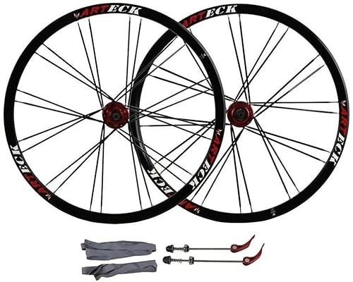 Mountain Bike Wheel : Wheelset 26Inch Bike Wheelset, Quick Release Disc Brake Mountain Cycling Wheels Hole Disc for 7 8 9 10 Speed Double Wall MTB Rim road Wheel (Color : Red, Size : 26inch)