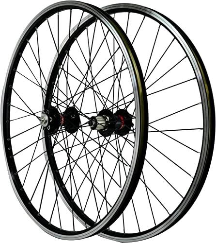 Mountain Bike Wheel : Wheelset 26inch Mountain Bike Disc Brake Wheel, Front 2 Rear 4 Bearing Hub Disc V Brake Double-Layer High-Strength Aluminum Alloy Rim road Wheel (Color : Black, Size : 26inch)