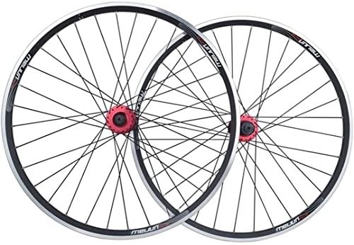 Mountain Bike Wheel : Wheelset 26Inch Mountain Bike Wheelset, Aluminum Alloy Rim V / Disc Brake Wheelset Fit 7-10 Speed Cassette Quick Release Front Rear Wheels road Wheel (Color : Black Red, Size : 26inch)