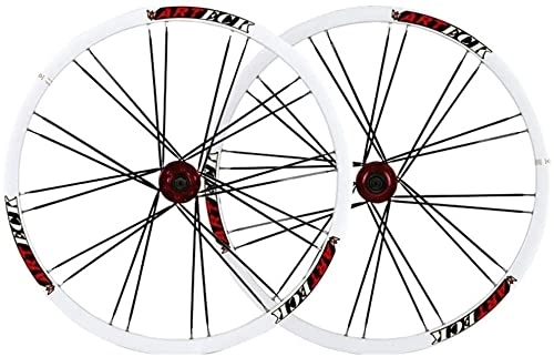 Mountain Bike Wheel : Wheelset 26Inch MTB Bike Wheels, Double Wall Alloy Rim MTB Disc Brake QR 7 / 8 / 9 / 10 Speed 24H Sealed Bearing Bicycle Wheelset 26 * 1.35~2.125 Tire road Wheel (Color : Red)