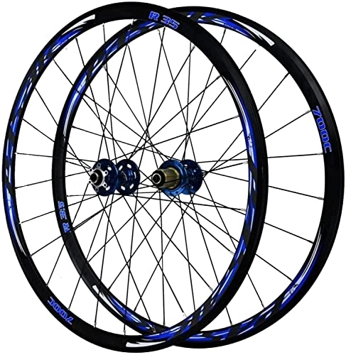 Mountain Bike Wheel : Wheelset 29in Bicycle Wheelset, Cycling Wheels 700c Double Wall MTB Rim Quick Release Off-Road Disc Brake V brake C brake Wheels road Wheel (Color : Blue Hub, Size : 700c)