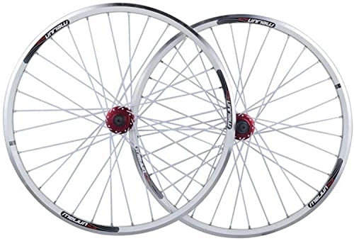 Mountain Bike Wheel : Wheelset Cycling Wheels, 26 Inch Mountain Bike Aluminum Alloy Wheels 32 Holes Quick Release Disc Brake V Brake Wheel Set road Wheel (Color : White, Size : 26inch)