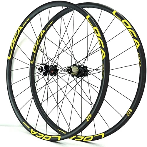Mountain Bike Wheel : Wheelset Mountain Bike Wheels, 26 27.5 29Inch Ultralight CNC Rim 24H Disc Brake Bicycle Wheelset QR 7 8 9 10 11 12 Speed Cassette Flywheel road Wheel (Color : Gold, Size : 26inch)