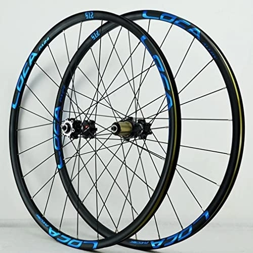 Mountain Bike Wheel : Wheelset Mountain Bike Wheelset 26 / 27.5 / 29In, Aluminum Alloy Rim 24H Hub Disc Brake Quick Release Bicycle WheelSet Fit 7-12 Speed Cassette road Wheel (Color : Black Blue, Size : 29 inch)