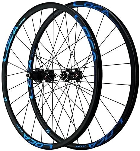 Mountain Bike Wheel : Wheelset MTB Bicycle Wheelset 26 / 27.5 / 29", Ultralight Aluminum Alloy Rim QR Disc Brake Front Rear Wheels 24H 12-speed Micro-spline Flywheel road Wheel (Color : Blue, Size : 26")