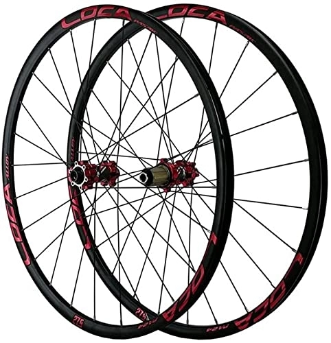 Mountain Bike Wheel : Wheelset MTB Bicycle Wheelset 26 / 27.5 / 29in, Bike Ultralight Alloy Rim Thru Axle 24H Disc Brake for 8-12 Speed Card Hub Sealed Bearing road Wheel (Color : Red-1, Size : 29")