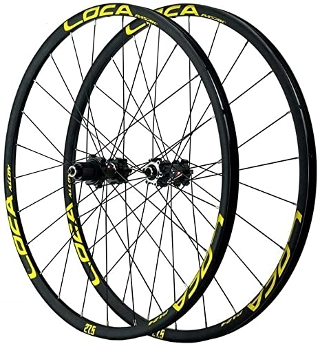 Mountain Bike Wheel : Wheelset MTB Wheelset 26 27.5 29 Inch Disc Brake Mountain Bike Wheel Aluminum Alloy For 8-12 S Cassette Rim Quick Release Wheel Set road Wheel (Color : Yellow, Size : 27.5 inch)