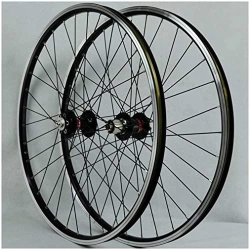 Mountain Bike Wheel : Wheelset MTB Wheelset 26In Mountain Bike Wheel 32H Double Layer Alloy Rim QR Disc / Rim Brake 7-11speed Cassette Hubs Sealed Bearing road Wheel (Color : Black Hub, Size : 26inch)