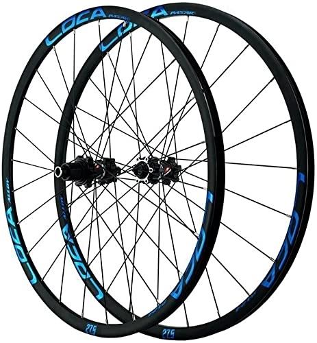 Mountain Bike Wheel : Wheelset Thru Axle Disc Brake Cycling Wheels, 26" / 27.5" / 700c / 29 Bicycle Rim 24H Hub 7 / 8 / 9 / 10 / 11 / 12 Speed Cassette MTB Front and Rear Wheel road Wheel (Color : Blue, Size : 26inch)