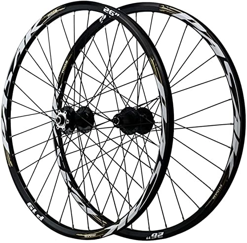 Mountain Bike Wheel : Wheelset TYXTYX 26 / 27.5Inch MTB Wheelset Bike Racing, Double Wall Aluminum Alloy Disc Brake Hybrid / Mountain 11 Speed Flywheel Wheels road Wheel (Color : Yellow, Size : 26inch)