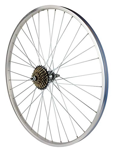 Mountain Bike Wheel : wheelsON 700c 28" Rear Wheel + 7 speed Freewheel Mountain Bike Silver 36H Single wall Rim Brake