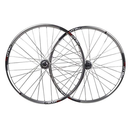 Mountain Bike Wheel : WYBD.Y 26 Inches Mountain Wheel Set Bicycle Disc Brake Wheel Set Front Wheel Rear Wheel Polished Silver Flat Spokes