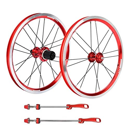 Mountain Bike Wheel : Xinwoer Aluminum Alloy V Brake F&R Bearing Wheels Wheelset For Refitting 16-inch Folding Bike And Bicycle Motocross, Support V Brake System