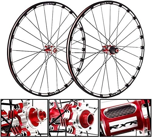 Mountain Bike Wheel : YJTGZ Bike Wheel Tyres Spokes Rim 26 / 27.5 Inches Bicycle Wheelset Rear Wheel, Carbon Fiber Hub Double Cycling Wheels MTB Disc Brake Wheelset Fast Release 9-11 Speed Sealed Bearings 24H