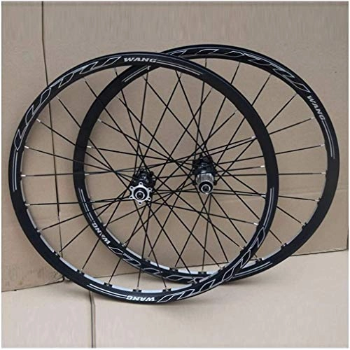 Mountain Bike Wheel : YSHUAI MTB Bicycle Wheel 26 Inch Disc Brake Double Wall Rims Bike Wheelset QR Sealed Bearing 24H For Cassette Hub 8-11 Speed, Black hub