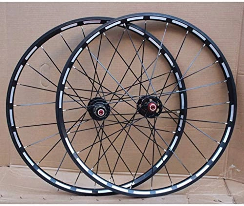 Mountain Bike Wheel : YSHUAI MTB Bike Wheel Set 26 Inch Double Wall Rim Sealed Bearing Disc / Rim Brake Quick Release For 8-10 Speed Cassette Flywheel Bicycle 24H, Black