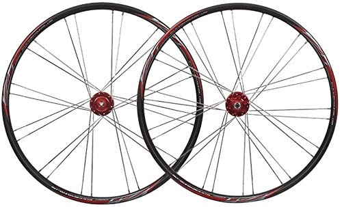 Mountain Bike Wheel : YSHUAI MTB Wheel Set 26" Bike Wheel Double Wall Alloy Rim Tires 1.75-2.1" Disc Brake 7-11 Speed Palin Hub Quick Release, Black