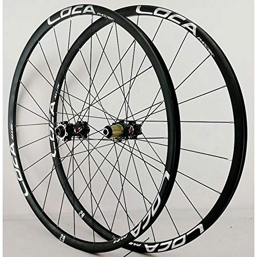 Mountain Bike Wheel : Zatnec 26 / 27.5 / 700C / 29 Bike Wheelset Mountain Road Bicycle Wheels Thru Axle Front Rear Rim Cycling Wheel Set Disc Brake 8-12 Speed Cassette (Color : Black hub Silver logo, Size : 29in)