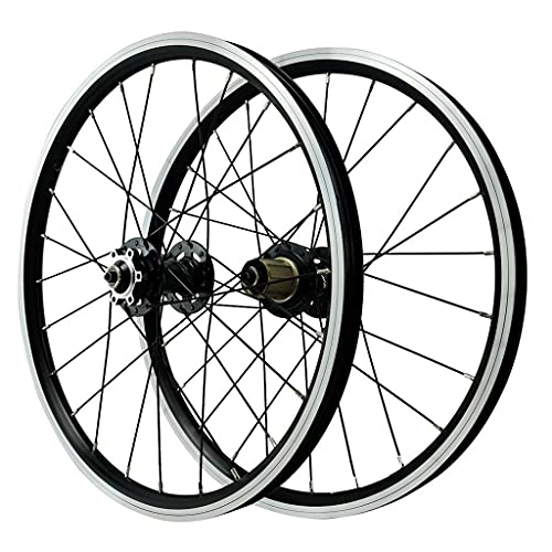 Mountain Bike Wheel : ZCXBHD 20 inch Mountain Bicycle Wheelset (Front + Rear) V Brake / Disc Brake / Rim Brake Double Walled Aluminum Alloy MTB 7 / 8 / 9 / 10 / 11 / 12 Speed 24 Holes (Color : Black, Size : 20in)