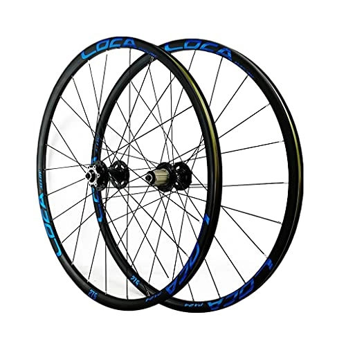 Mountain Bike Wheel : ZCXBHD 26 / 27.5 / 29 In Bicycle Wheelset Hybrid Mountain Bike Wheels Double Wall MTB Rim Disc Brake Aluminum Alloy Quick Release 24H 7 / 8 / 9 / 10 / 11 / 12 Speed (Color : Blue, Size : 26in)