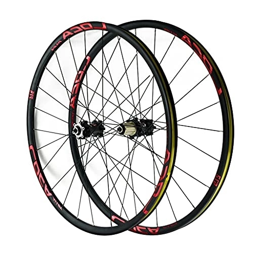 Mountain Bike Wheel : ZCXBHD 26 / 27.5 / 29 Inch Bicycle Mountain Wheels Quick Release Light-Alloy Bike Rims Disc Brake 24 Holes MTB Wheelset (Front + Rear) 8 9 10 11 12 Speed (Color : Red, Size : 27.5in)