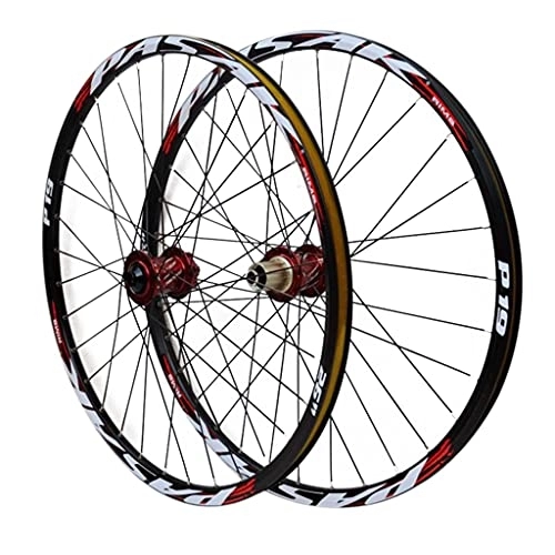 Mountain Bike Wheel : ZCXBHD 26 / 27.5 / 29 Inch Front and Rear Wheel Set Quick Release Disc Brake Double Walled Mountain Bike Rim Barrel Shaft WTB Bike Wheel 32 Holes for 7-11 Speed Cassette (Color : Red-1, Size : 27.5in)