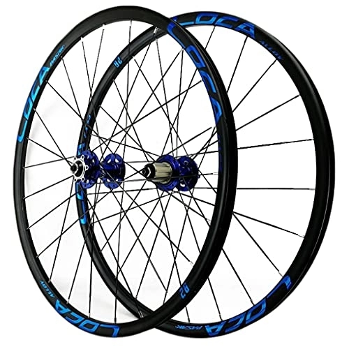 Mountain Bike Wheel : ZCXBHD 26 / 27.5 / 29 Inch Mountain Bike Wheelset 24 Holes Disc Brake Bicycle Front and Rear Rims Ultralight Alloy MTB Wheels Quickly Release 8 9 10 11 12 Speed (Color : Blue, Size : 26in)