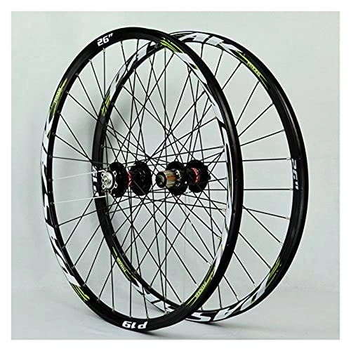 Mountain Bike Wheel : ZCXBHD 26 / 27.5 / 29 Inch MTB Bicycle Wheel Disc Brake 32 Holes Mountain Bike Front and Rear Wheel Set Quick Release 7 / 8 / 9 / 10 / 11 Speed Cassette (Color : Green, Size : 27.5in)