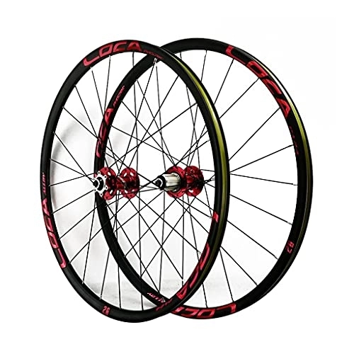 Mountain Bike Wheel : ZCXBHD 26 / 27.5 / 29 inch Rear and Rear Wheel Double Walled Aluminum Alloy MTB Rim Quick Release Disc Brake 24 Holes for 7 / 8 / 9 / 10 / 11 / 12 Speed Cassette (Color : Red, Size : 27.5in)