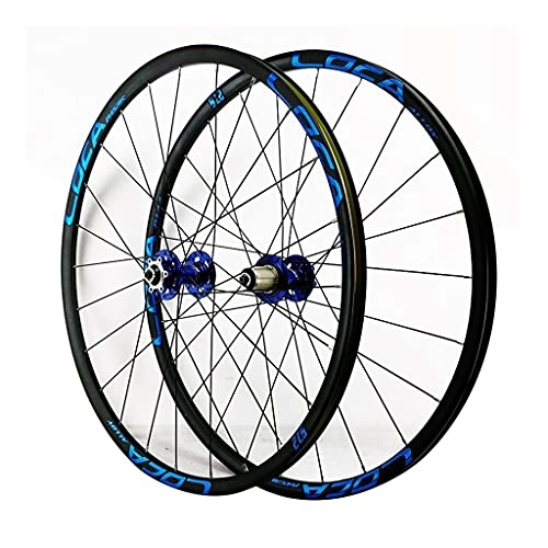 Mountain Bike Wheel : ZCXBHD 26 / 27.5 / 29 Inches Bicycle Wheelset Hybrid Mountain Bike Wheels Double Wall MTB Rim Disc Brake Quick Release 24 Holes 7 / 8 / 9 / 10 / 11 / 12 Speed Bike Wheel Set (Color : Blue, Size : 27.5in)