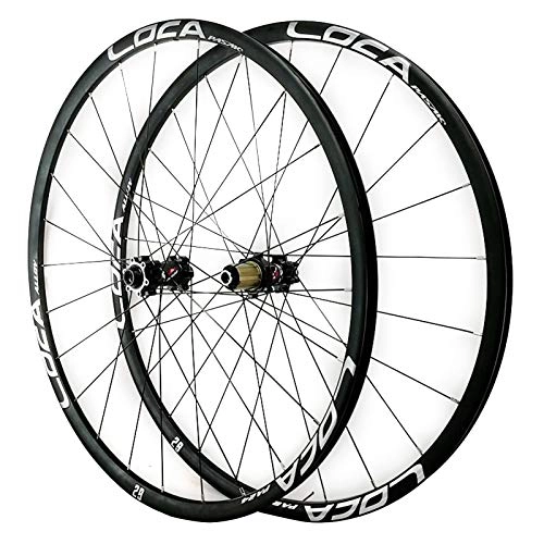 Mountain Bike Wheel : ZCXBHD 26 27.5 29in Mountain Bike Wheelset Disc Brake Thru Axle MTB Front & Rear Wheel 8 9 10 11 12 Speed Aluminum Alloy Hub Matte 24H (Color : Black, Size : 29in)