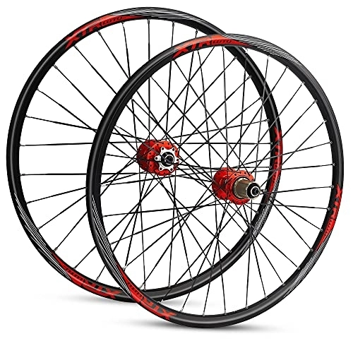 Mountain Bike Wheel : ZCXBHD 26 / 27.5 / 29in MTB Wheelset 120 Ring Front 2 Rear 5 Bearings Bicycle Wheel Quick Release Disc Brake Rim Height 21mm 8 9 10 11 Speed 32H (Color : Red, Size : 27.5in)