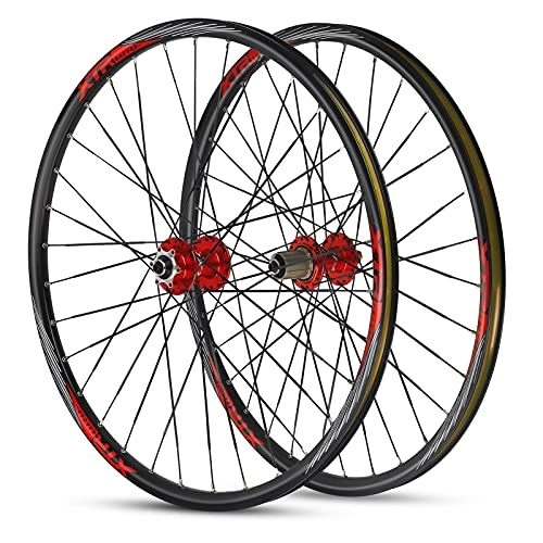 Mountain Bike Wheel : ZCXBHD 26 / 27.5 / 29in MTB Wheelset 120 Ring Front 2 Rear 5 Bearings Front Rear Wheel Quick Release Disc Brake Rim Height 21mm 8 9 10 11 Speed 32H (Color : Red, Size : 26in)