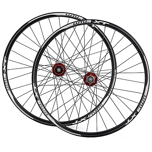 Mountain Bike Wheel : ZCXBHD 26 27.5 29in MTB Wheelset 4 Bearing Hub Disc Brake Quick Release 8 9 10 11 Speed Mountain Bike Wheel Double Wall Aluminum Alloy Rim 32 Holes (Color : Red, Size : 29in)