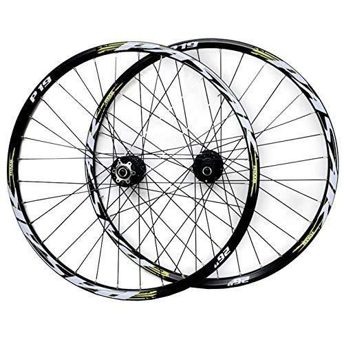 Mountain Bike Wheel : ZCXBHD 26 27.5 29in MTB Wheelset Disc Brake Mountain Bike Front And Rear Wheel Sealed Bearing Conical Hub 7 8 9 10 11 Speed Quick Release (Color : Green, Size : 29in)