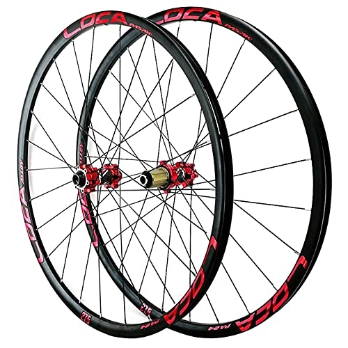 Mountain Bike Wheel : ZCXBHD 26 / 27.5 / 29inch Mountain Bike Wheelset Thru Axle Disc Brake Road Wheel Ultralight Rim 8 9 10 11 12 Speed 24 Hole Matte (Color : Red 1, Size : 27.5in)