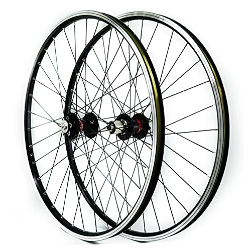 Mountain Bike Wheel : ZCXBHD 26 27.5 29inch MTB Mountain Bike Wheelset 4 Bearing Quick Release Disc / V Brake 7 8 9 10 11 Speed Cassette Freewheel Double Wall Aluminum Alloy Rim (Color : Black hub, Size : 27.5in)
