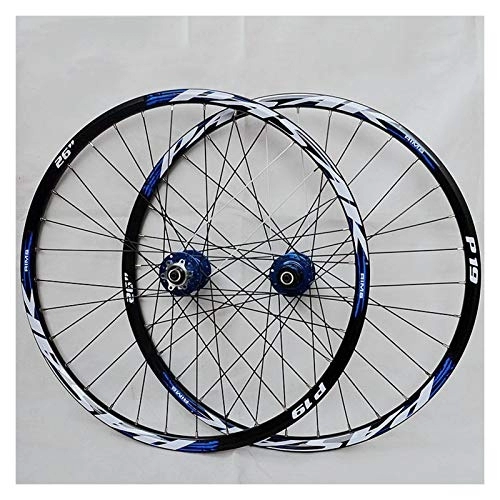 Mountain Bike Wheel : ZCXBHD 26 / 27.5 / 29inch Mtb Wheel Front Rear Wheel Set Double Wall Disc Brake 7 / 8 / 9 / 10 / 11 Speed Quick Release Hollow Hub 32H (Color : C, Size : 26in)