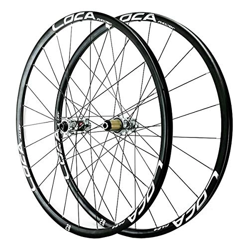 Mountain Bike Wheel : ZCXBHD 26 27.5 29inch MTB Wheelset Thru Axle Mountain Bike Front & Rear Wheel Disc Brake Road Bike Matte 8 9 10 11 12 Speed 24 Hole (Color : Black 2, Size : 29in)