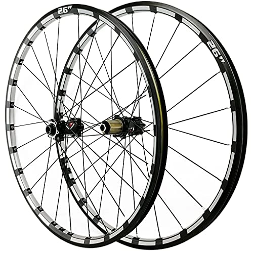 Mountain Bike Wheel : ZCXBHD 26 / 27.5 In Double Walled Aluminum Alloy MTB Rim Thru Axle Bicycle Wheel (Front + Rear) Disc Brake Bike Wheelset 24 Holes 7 8 9 10 11 12 Speed Cassette (Color : Black, Size : 27.5in)