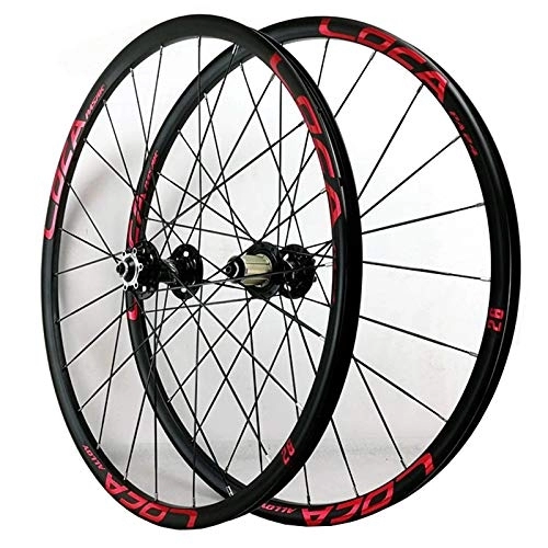 Mountain Bike Wheel : ZCXBHD 26 / 27.5in Mtb Wheelset QR Bicycle Front & Rear Wheel Alloy Rim Sealed Bearing 11 / 12 Speed Cassette Hub Disc Brake 24hole (Color : Red, Size : 26in)