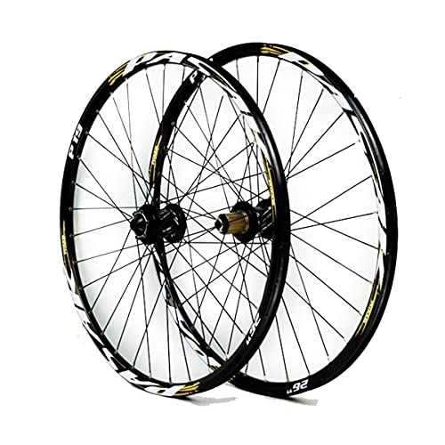 Mountain Bike Wheel : ZCXBHD 26 Inch 27.5" 29 Er MTB Bike Wheelset Aluminum Alloy Disc Brake Mountain Cycling Wheels Thru Axle for 7 / 8 / 9 / 10 / 11 Speed (Color : A, Size : 26IN)
