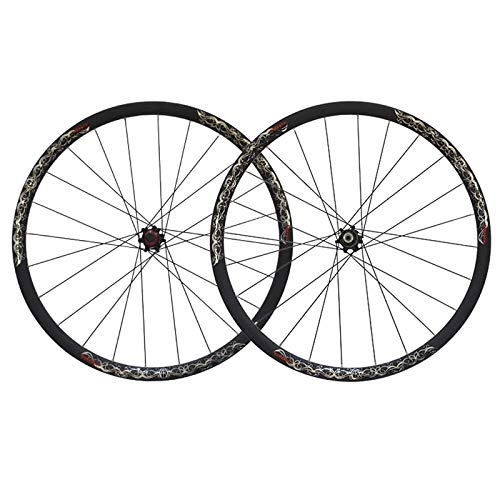 Mountain Bike Wheel : ZCXBHD 26 Inch Mountain Bike Wheelset Aluminum Alloy + Carbon Fiber Mtb Front And Rear Wheels Disc Brake Quick Release 7 8 9 10 Speed (Color : Black)