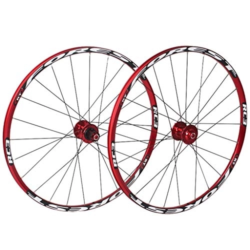 Mountain Bike Wheel : ZCXBHD 26" Mountain Bike Rear Wheel， Front And Rear QR Cass Disc Hybrid Boxed Wheelset Bearing Hub Wheel Set (Color : Red)