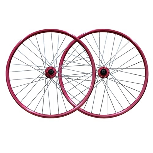 Mountain Bike Wheel : ZCXBHD 26" Mountain Bike Wheelsets 3D High Strength Aluminum Alloy Rim Bike Wheel Quick Release Disc Brakes 32H fit 7-10 Speed Cassette 2359g (Color : Red)