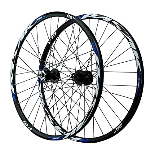 Mountain Bike Wheel : ZCXBHD Bike Wheelset 26 / 27.5 / 29 in Mountain Cycling Wheels Double Walled Alloy Front and Rear Rim Disc Brake 32 Holes for 7 8 9 10 11 12 Speed Freewheels Quick Release (Color : Blue, Size : 27.5in)